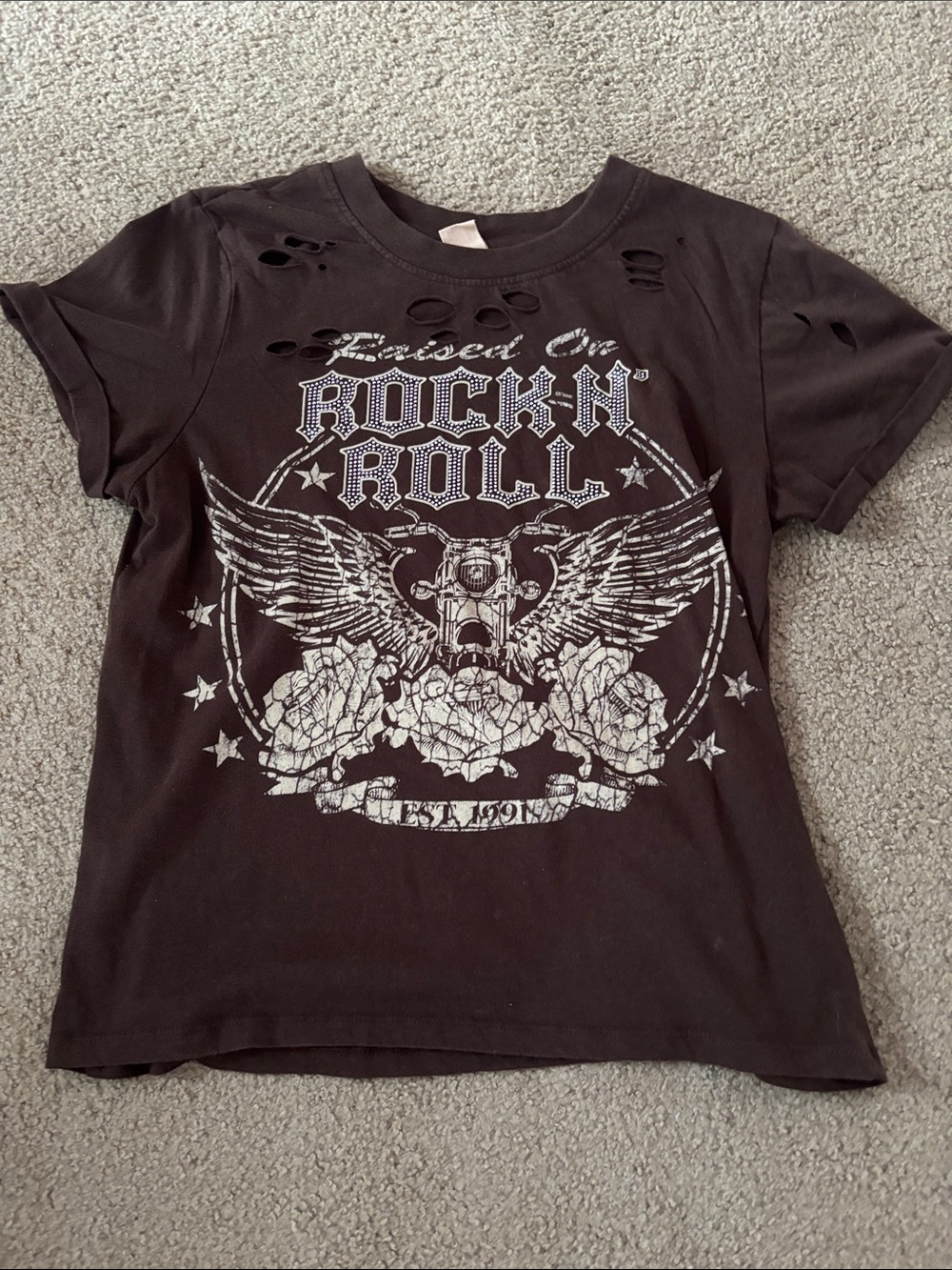 Tj Maxx Brown Shirt with Rhinestones